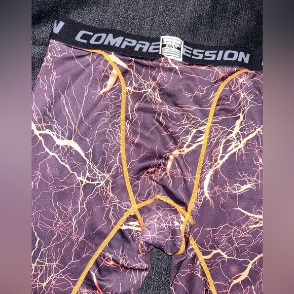 Men's Lightning athletic Joggers/leggings - Black and Orange - Picture 2 of 7